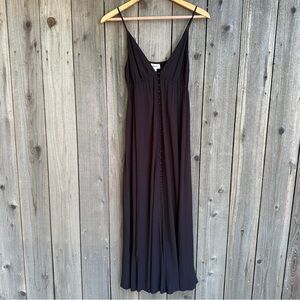 L'AGENCE Black Button-Front Maxi Dress